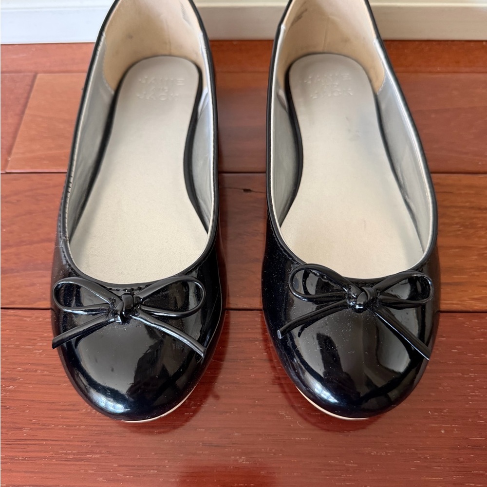 Janie and Jack Black Kids Flats with Bow